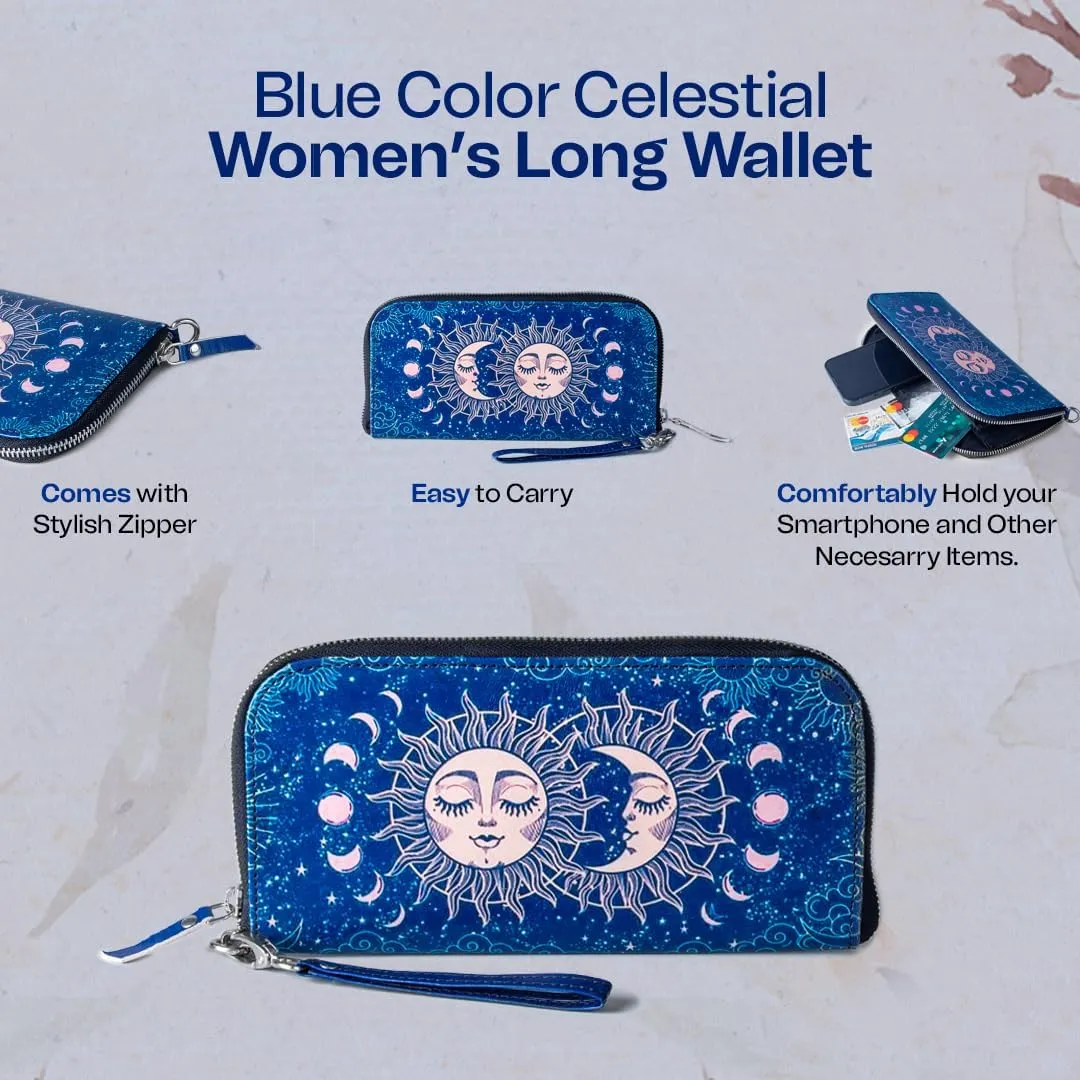 Leather Clutch Purse For Women,Slim Wristlet Handbag Zipper Closure,All Occasion Casual Party Clutch Multicompartment