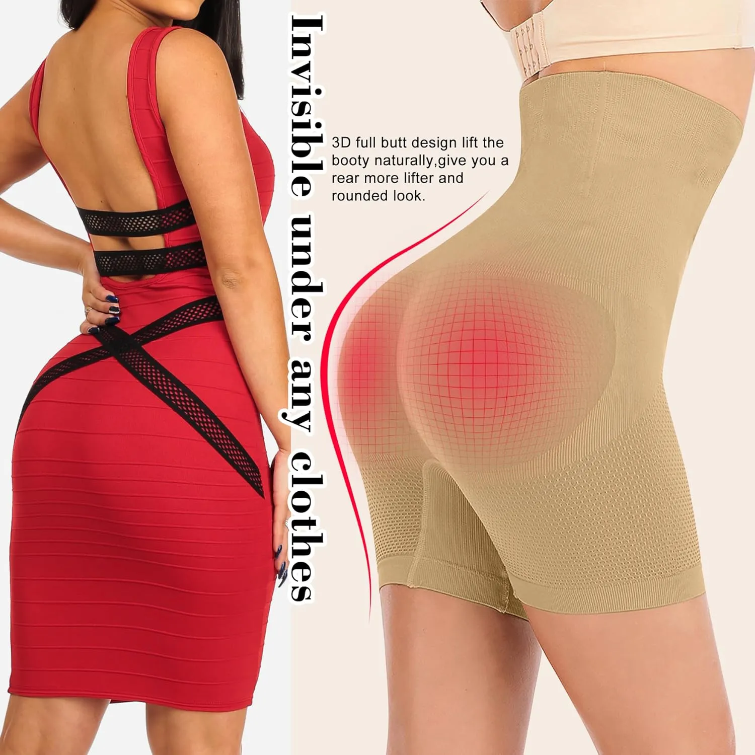Lelinta Shapewear Shorts For Women Tummy Control High Waist Body Shaper Compression Thigh Slimmer Butt Lifter Panties