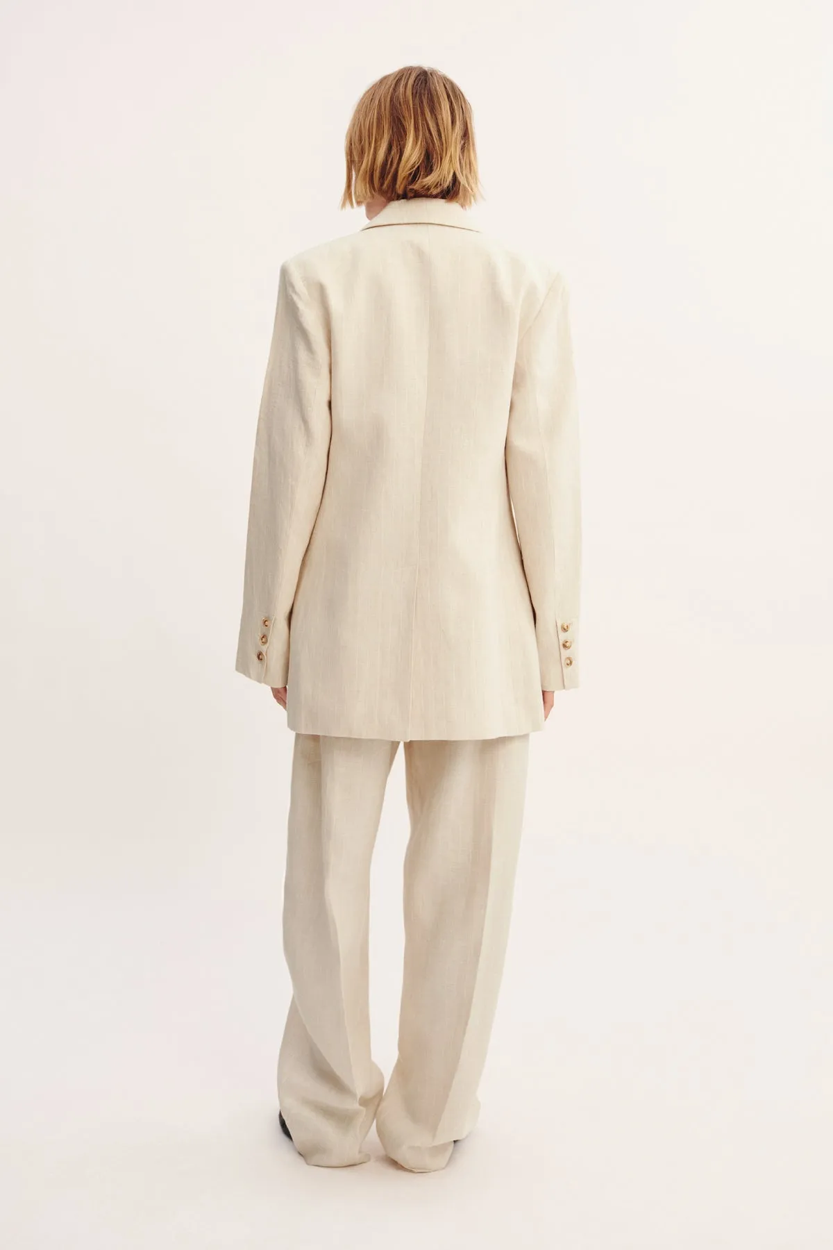 LEON BLAZER - BEIGE PINSTRIPE