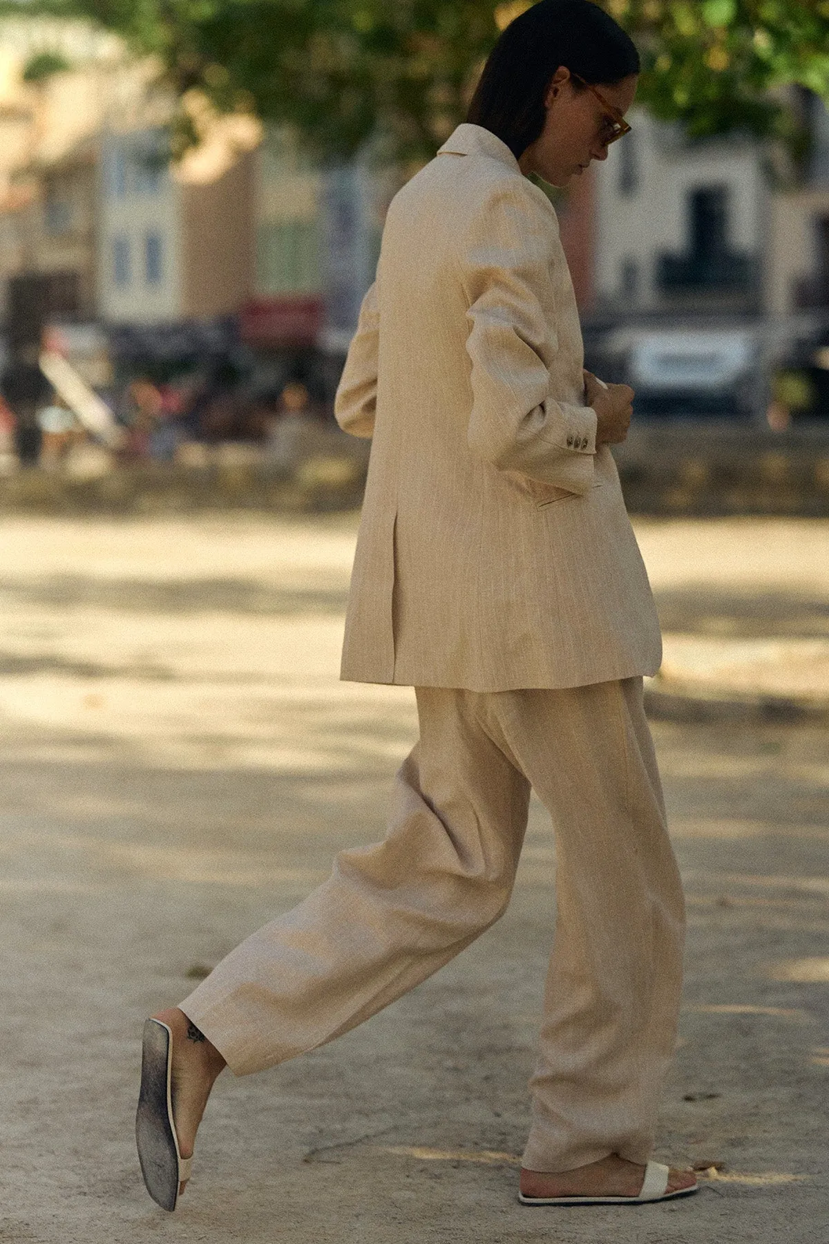 LEON BLAZER - BEIGE PINSTRIPE
