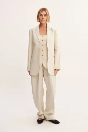 LEON BLAZER - BEIGE PINSTRIPE