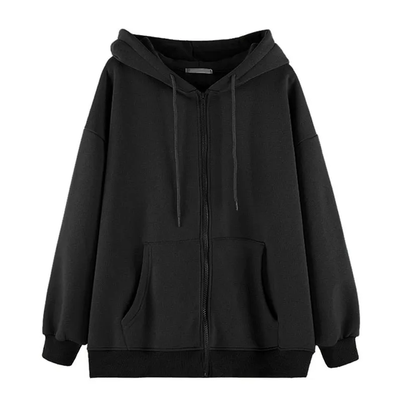 Letter Printed Zip Up Hoodies Women Grunge Punk Hooded Jackets Coats Y2k Oversized Retro Streetwear Sweatshirts