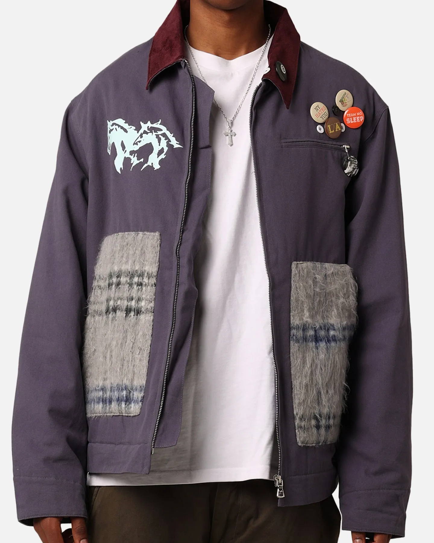 Lifted Anchors "Relly" Mohair Work Jacket Navy/Mohair
