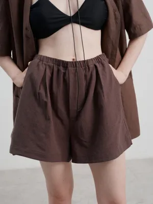 Linen Casual High-Waisted Loose Shorts