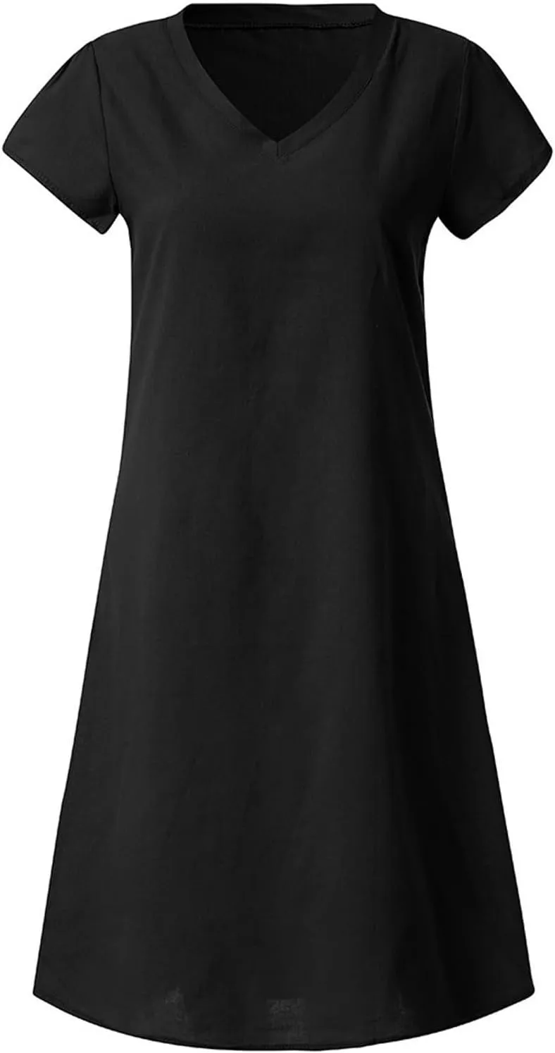 Linen Dresses for Women 2025 Summer Cap Sleeve Midi Dress Loose Comfy Travel Beach Vacation Sundresses Clothes
