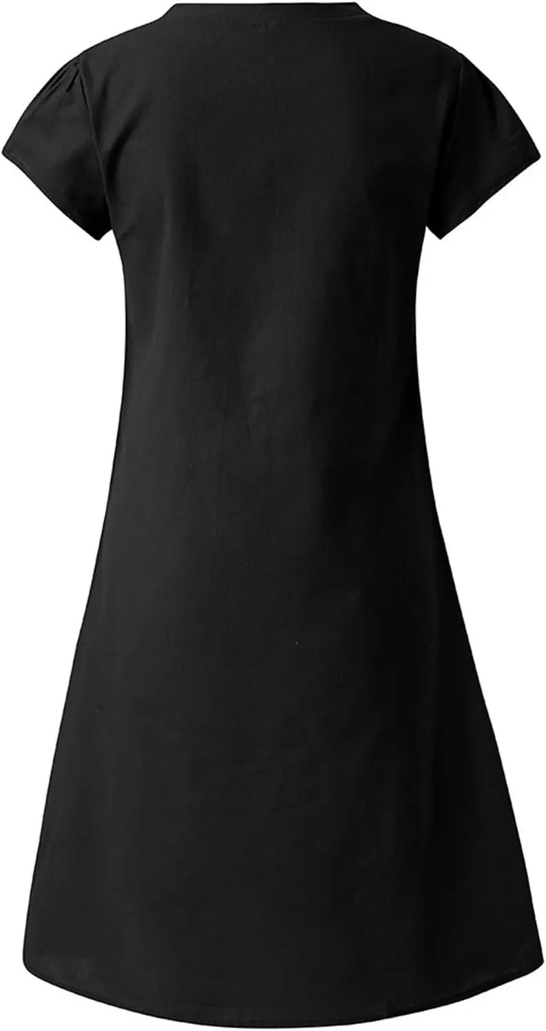 Linen Dresses for Women 2025 Summer Cap Sleeve Midi Dress Loose Comfy Travel Beach Vacation Sundresses Clothes