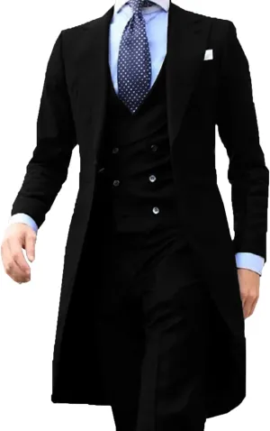 Long Tail Coat 3 Piece Gentleman Man Suits Male Fashion Groom Tuxedo for Wedding Prom Jacket Waistcoat with Pants