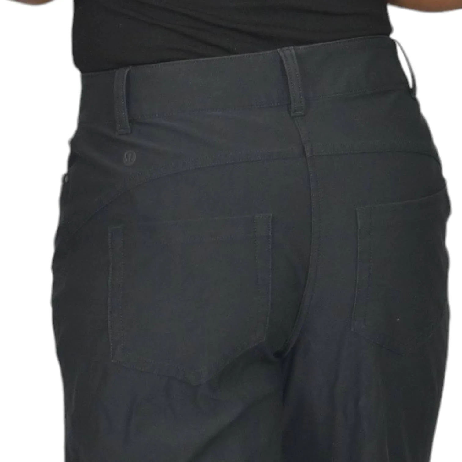 Lululemon City Sleek Pants Black Five Pocket Wide Leg High Rise Cotton Blend Activewear Unlined Size 27