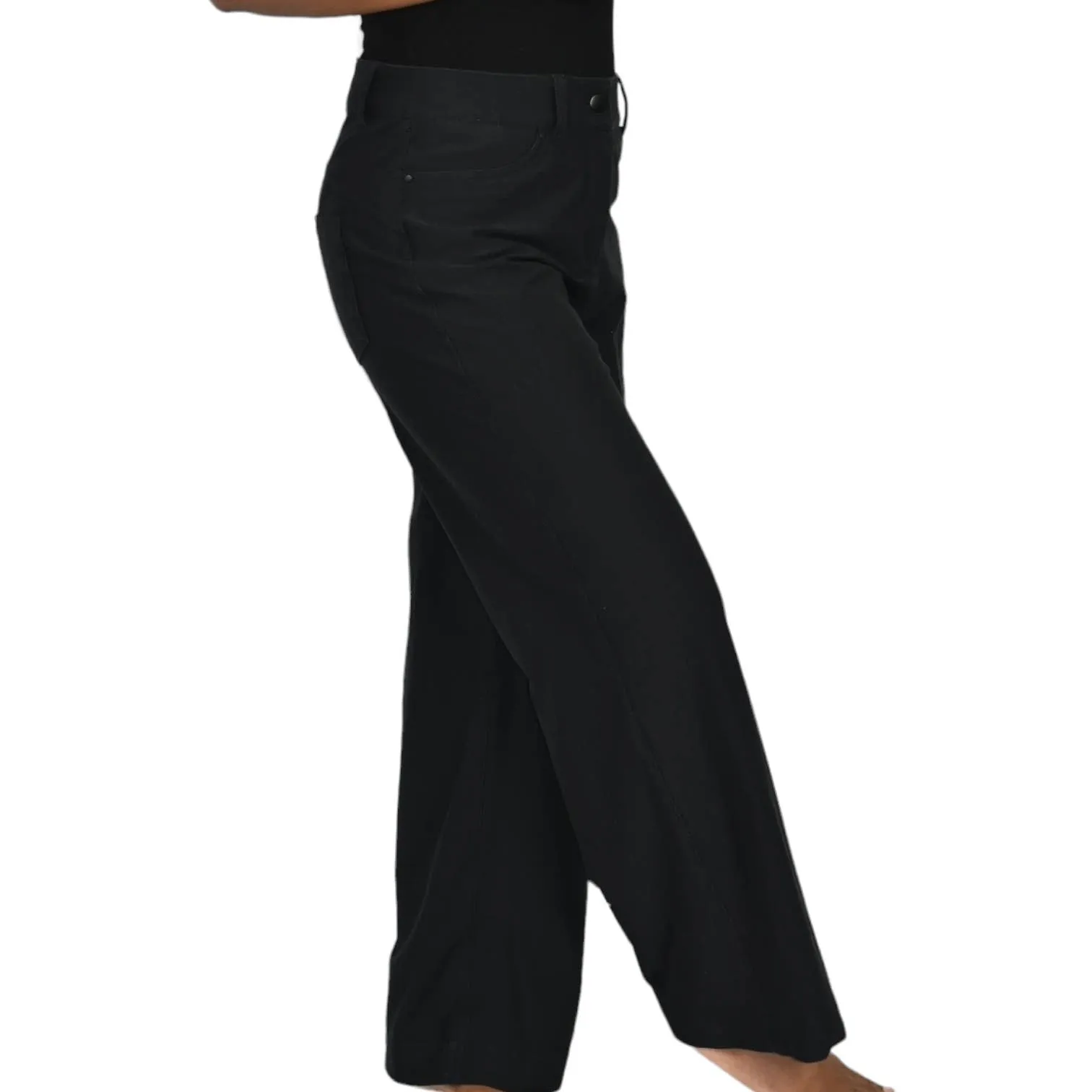 Lululemon City Sleek Pants Black Five Pocket Wide Leg High Rise Cotton Blend Activewear Unlined Size 27