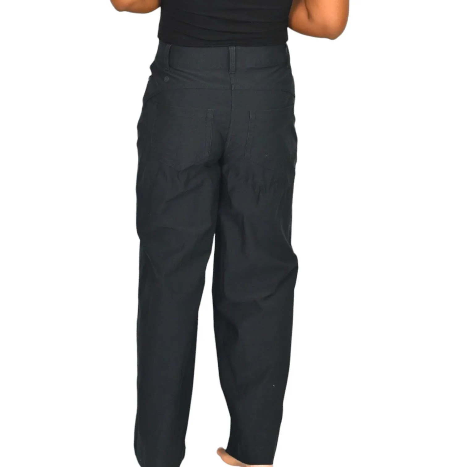Lululemon City Sleek Pants Black Five Pocket Wide Leg High Rise Cotton Blend Activewear Unlined Size 27