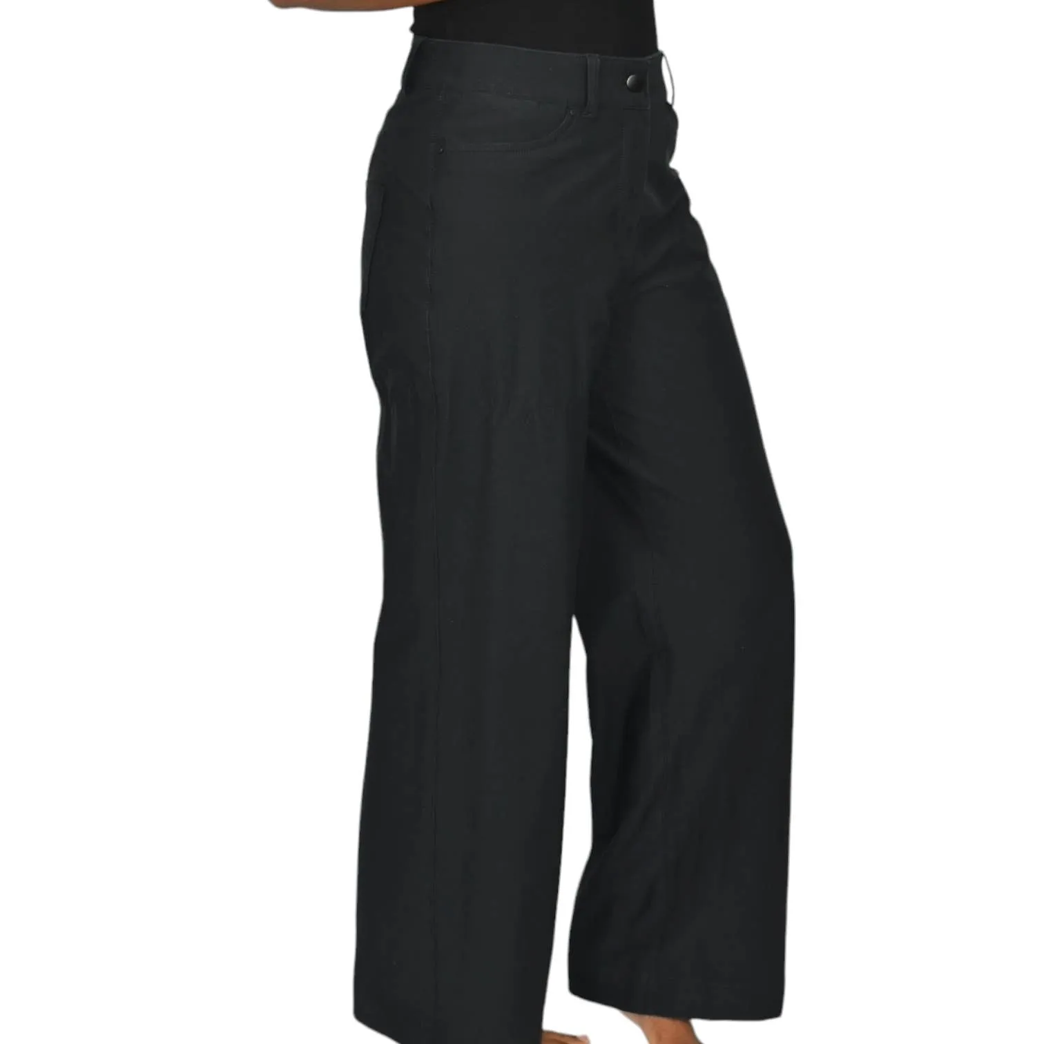 Lululemon City Sleek Pants Black Five Pocket Wide Leg High Rise Cotton Blend Activewear Unlined Size 27