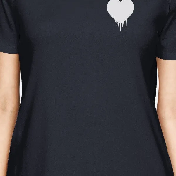 Melting Heart Women's Navy T-shirt Trendy Graphic Tee Couple Shirt