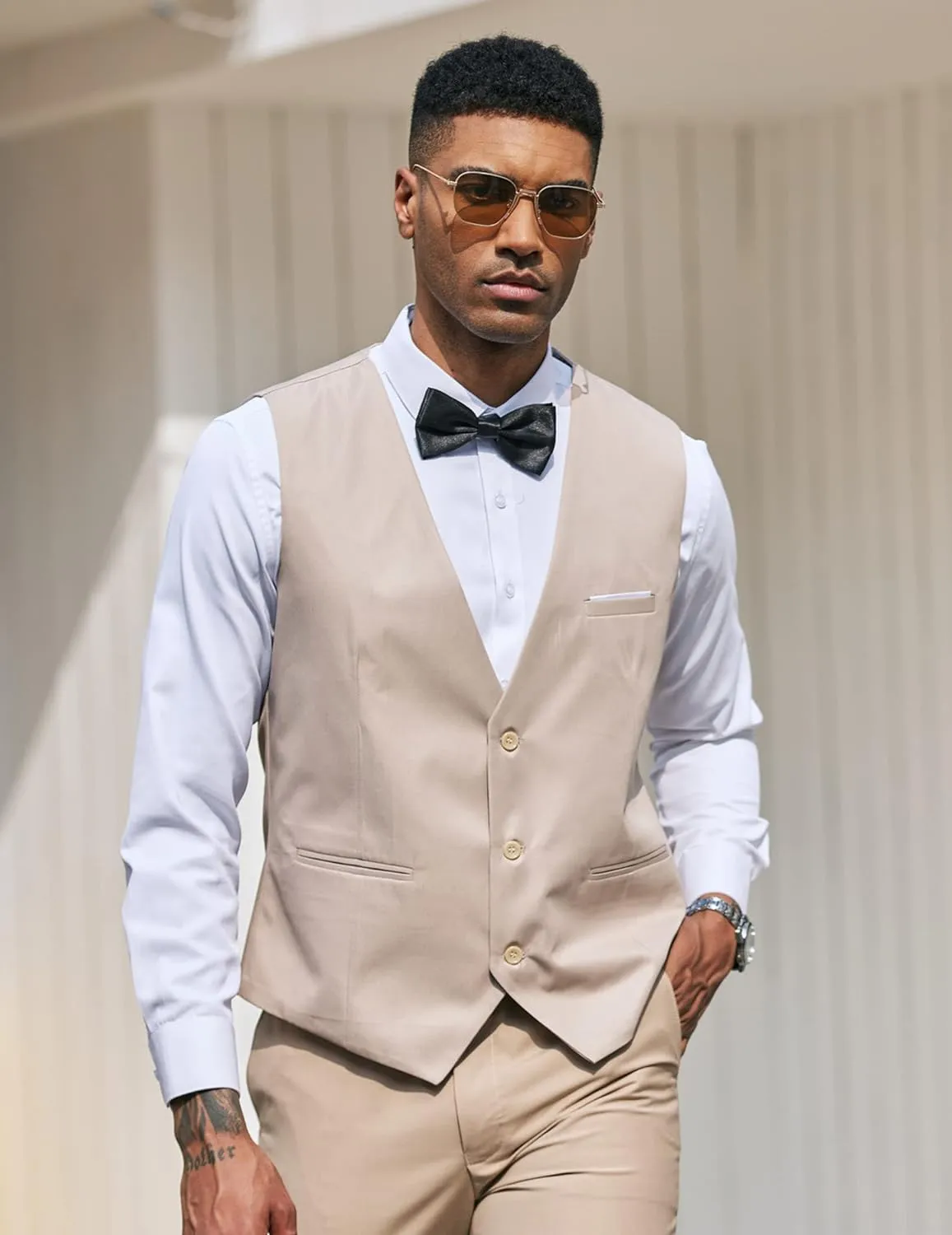 Men's Black Sleeveless Formal Slim Fit Suit Vest