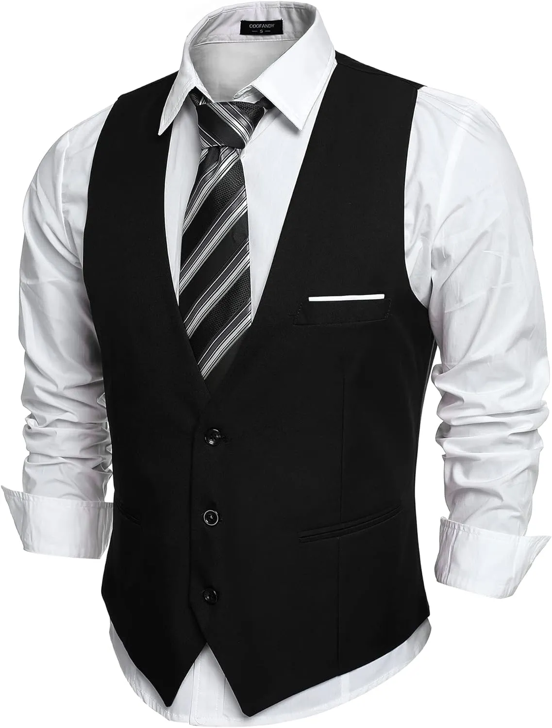 Men's Black Sleeveless Formal Slim Fit Suit Vest