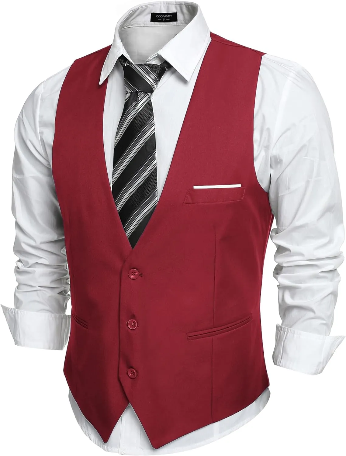 Men's Black Sleeveless Formal Slim Fit Suit Vest