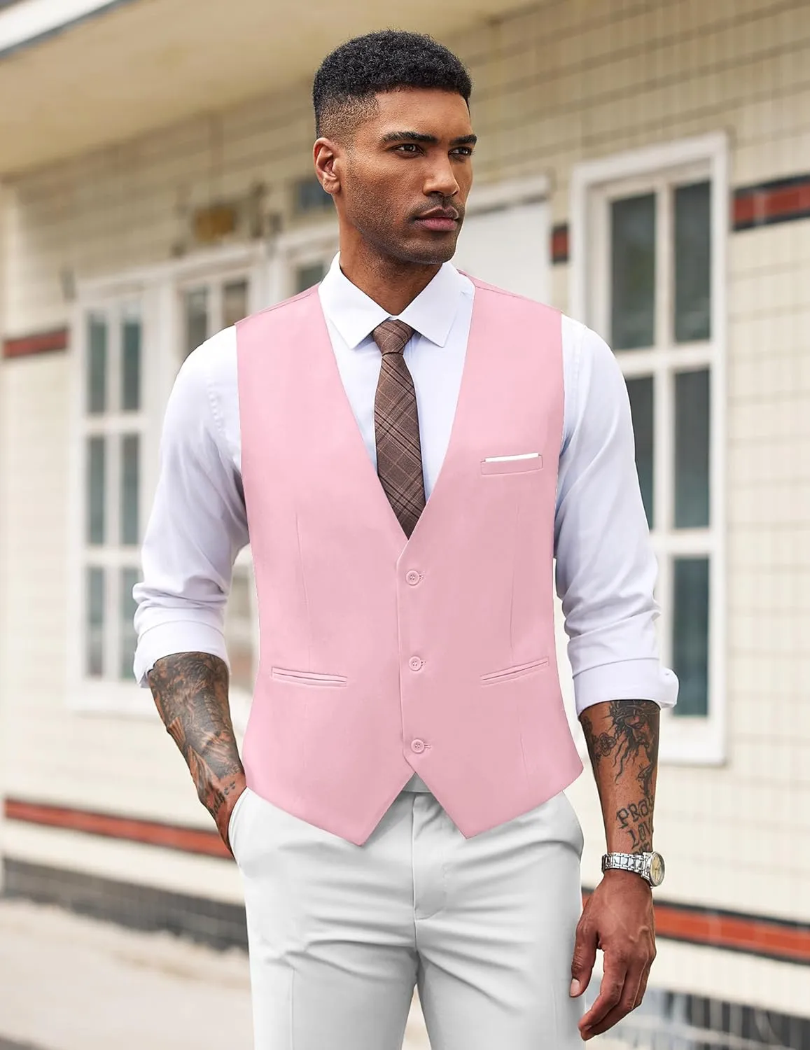 Men's Black Sleeveless Formal Slim Fit Suit Vest
