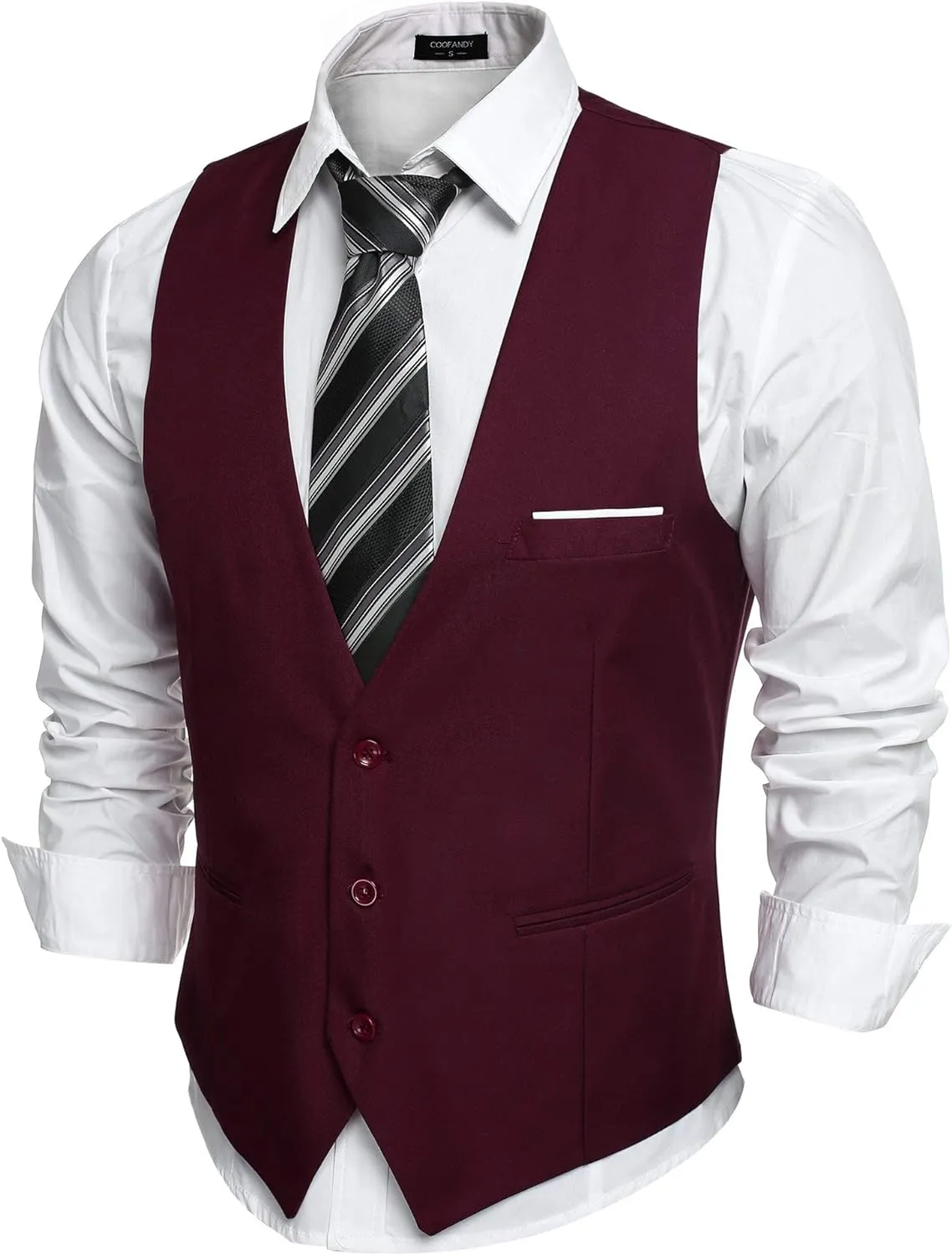 Men's Black Sleeveless Formal Slim Fit Suit Vest