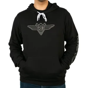 Men's Hoodie - Buckle-Down Wings and Text Black/Gray