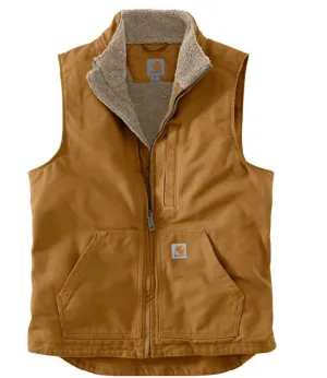 Men's Loose Fit Washed Duck Sherpa-Lined Mock-Neck Vest - Big