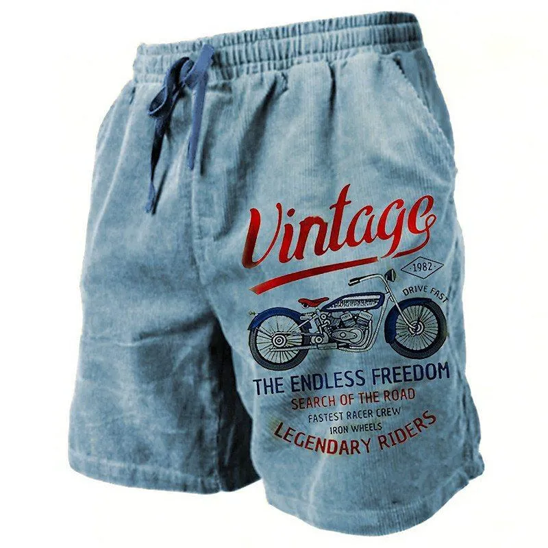 Men's Vintage Motorcycle Casual Hawaii Beach Shorts 88454148YY