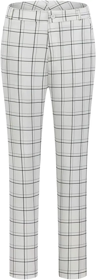 MODFUL Women's 2 Piece Business Plaid Suit Set Office One Button Slim Fit Blazer with Pant