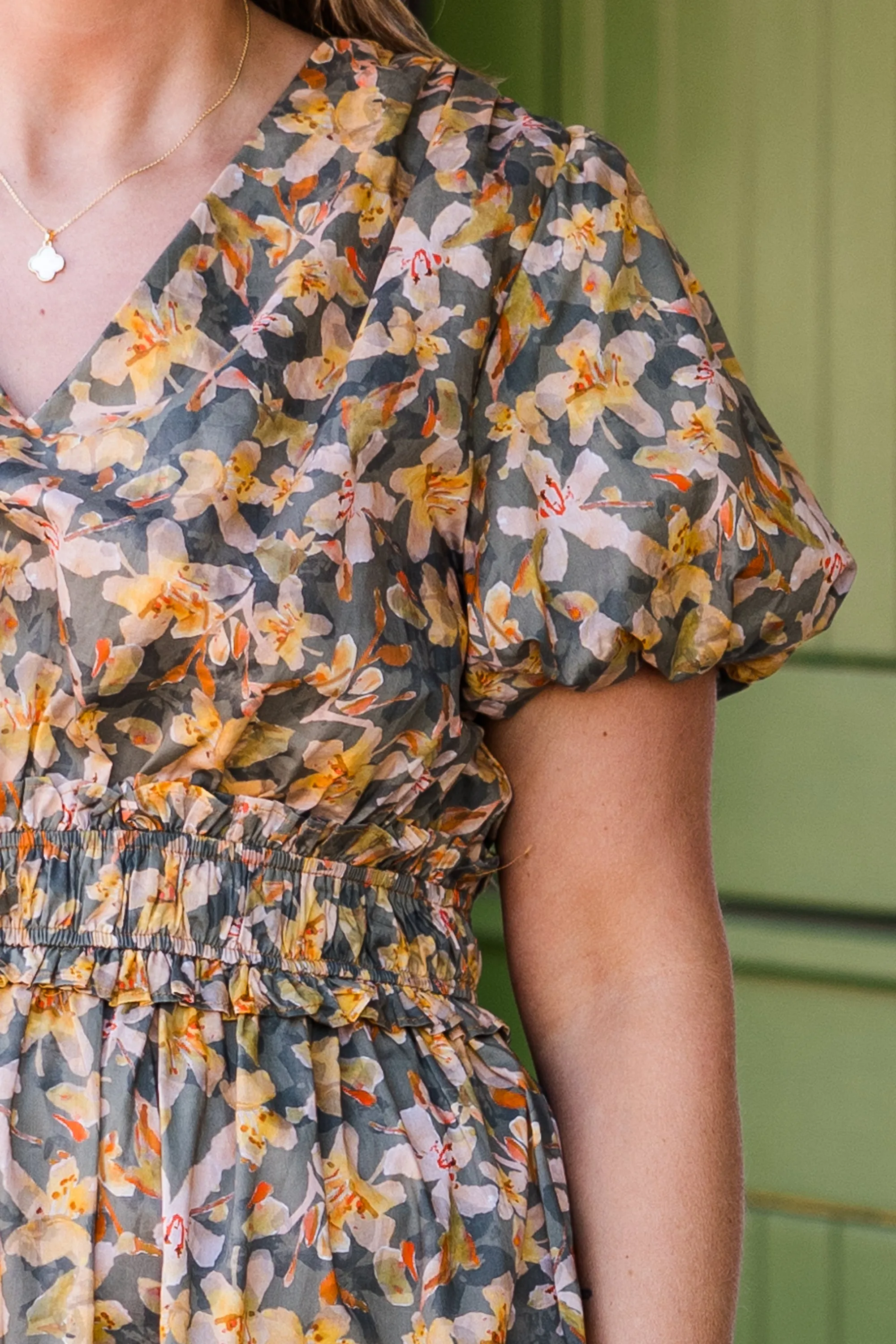 Muted Garden Midi Dress, Yellow
