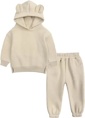MYGBCPJS Youth 2PCS Jogger Outfits Set Fleece Hooded   Sweatpants Boys Girls Athletic Sweatsuits Pullover Clothes
