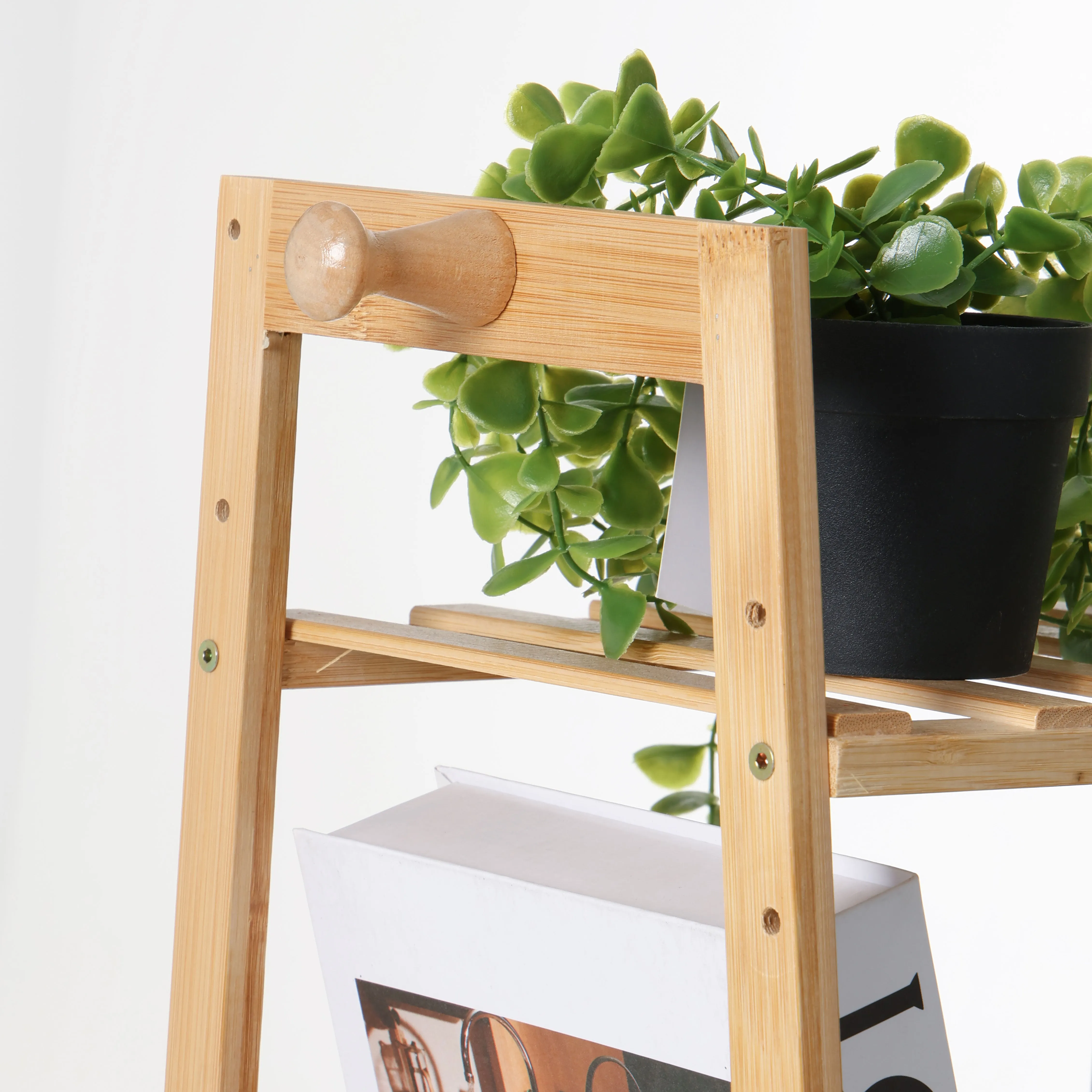 Neo Bamboo Rack Clothes with Storage Shelf Hanging Rail and Side Hooks