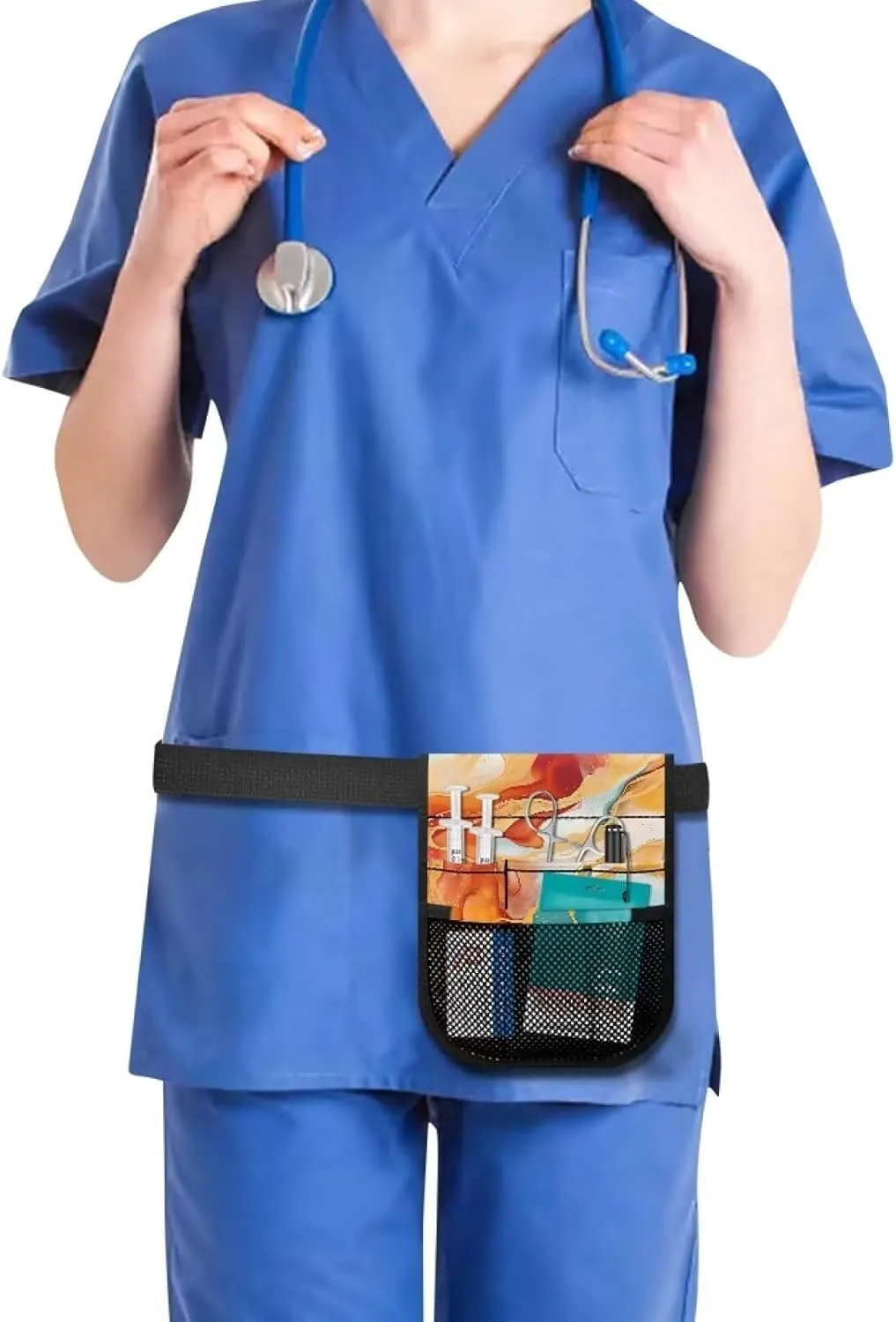 Nurse Fanny Pack,Colored Marble Nurse Pouch for Women Nurse Tool Belt, Nurses Utility Storage Pocket Organizer, Utility Waist Pack Multi Compartment Medical Gear Pocket Belt Bag
