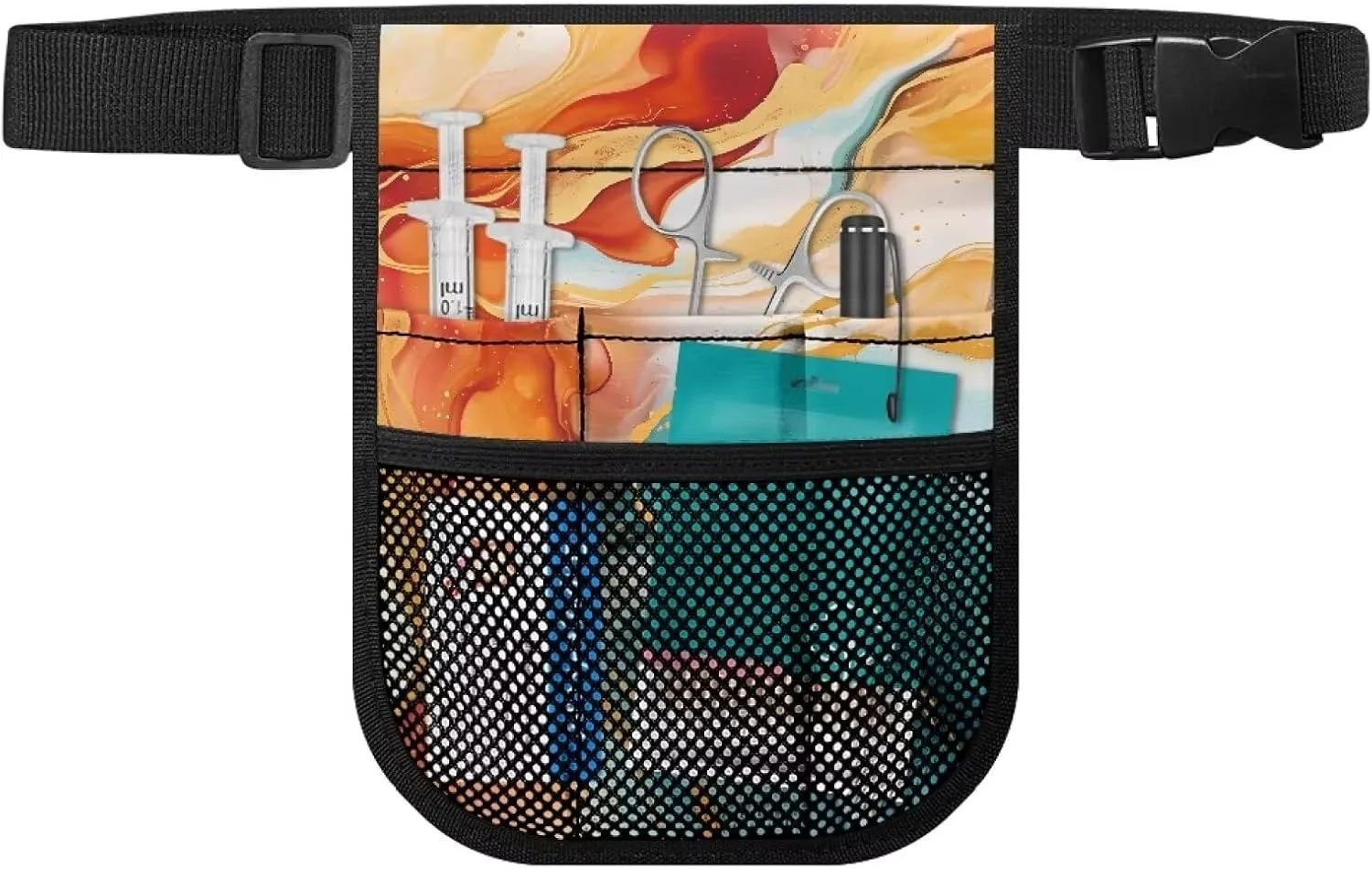 Nurse Fanny Pack,Colored Marble Nurse Pouch for Women Nurse Tool Belt, Nurses Utility Storage Pocket Organizer, Utility Waist Pack Multi Compartment Medical Gear Pocket Belt Bag