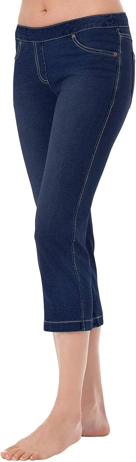 PajamaJeans Women's Capri Jeans for Summer - Pull on Capris - Womens Casual Pedal Pushers