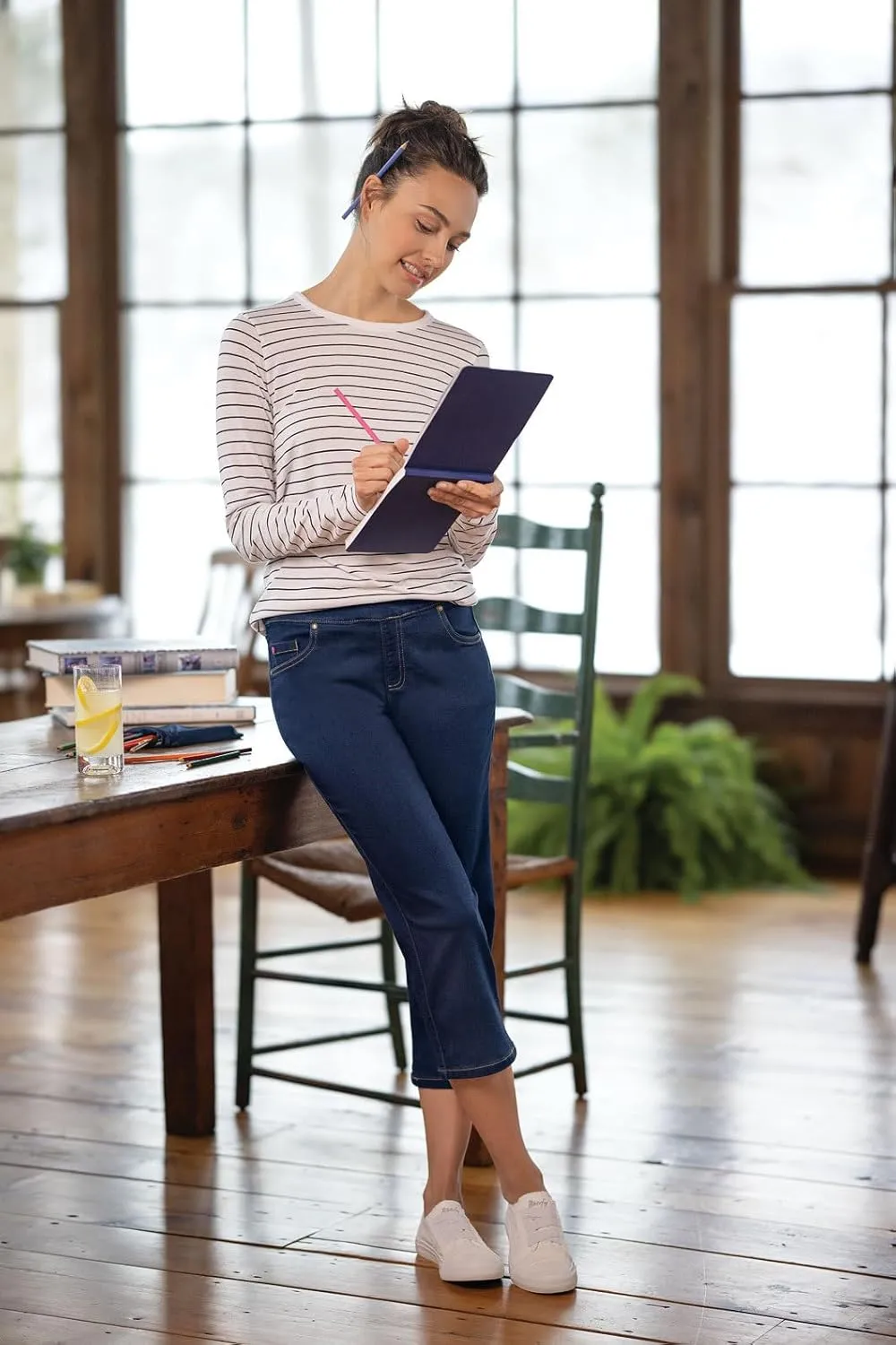 PajamaJeans Women's Capri Jeans for Summer - Pull on Capris - Womens Casual Pedal Pushers