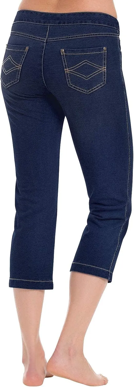 PajamaJeans Women's Capri Jeans for Summer - Pull on Capris - Womens Casual Pedal Pushers