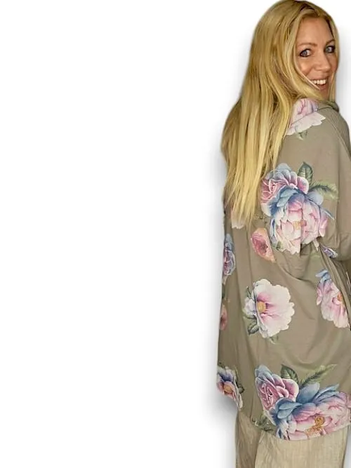 PATCHWORK HOODIE LINEN OMBRE PEONY MOCHA
