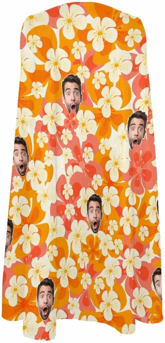 Personalized Women Summer Dresses Custom Faces Funny Sundress Hawaiian Dress Casual Beach Swing Dress with Pockets