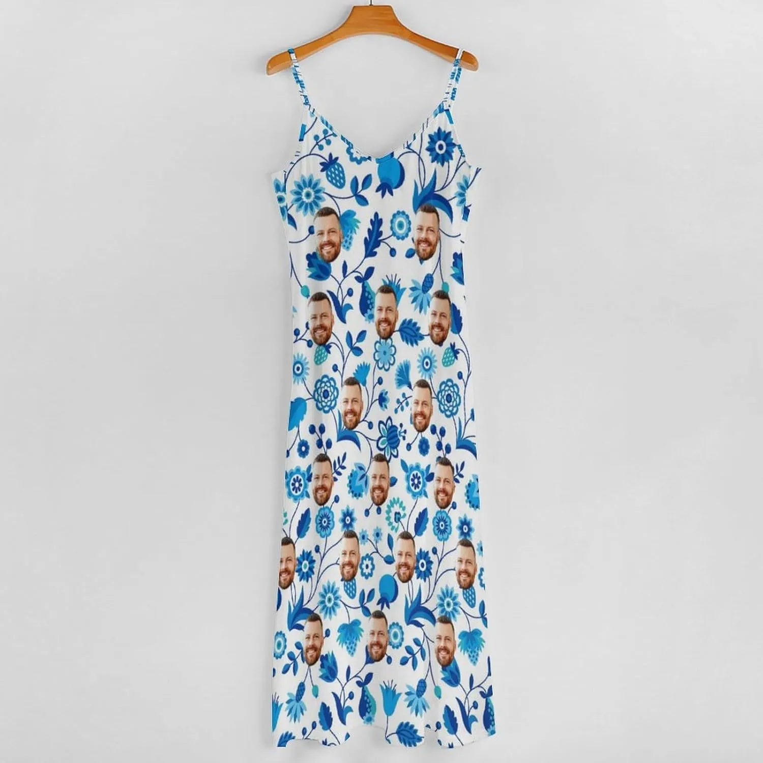 Personalized Women Summer Dresses Custom Faces Funny Sundress Hawaiian Dress Casual Beach Swing Dress with Pockets