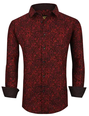 PREMIERE SHIRTS: Red & Black Paisley