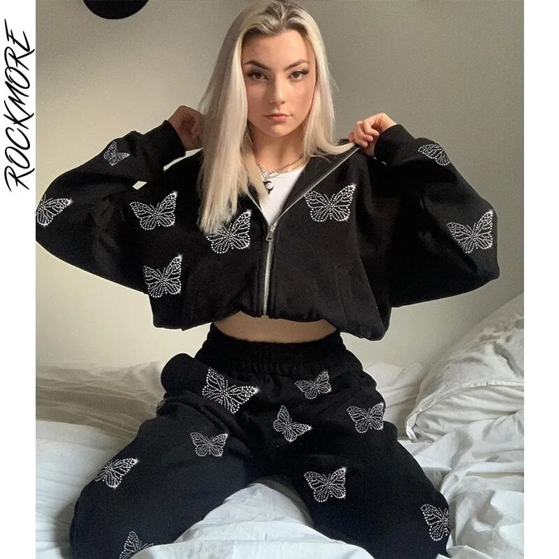 Print Hoodies Women'S Sweatshirts Oversized Pocket Jacket Streetwear Autumn Casual Loose Hooded Zipper Top Clothes