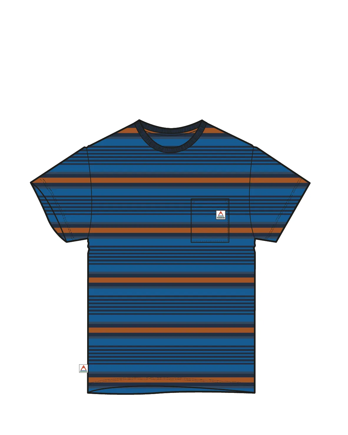 Retro Recycled Cotton Relaxed Fit T-Shirt - Azure Blue Multi Stripe