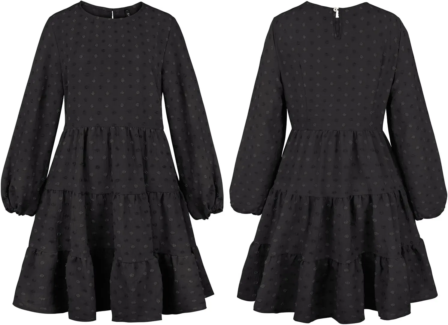 ROYLAMP Women's Swiss Dots Dress Long Sleeve Crew Neck Tiered Casual Spring Boho Flowy Tunic Shift Mini Dresses
