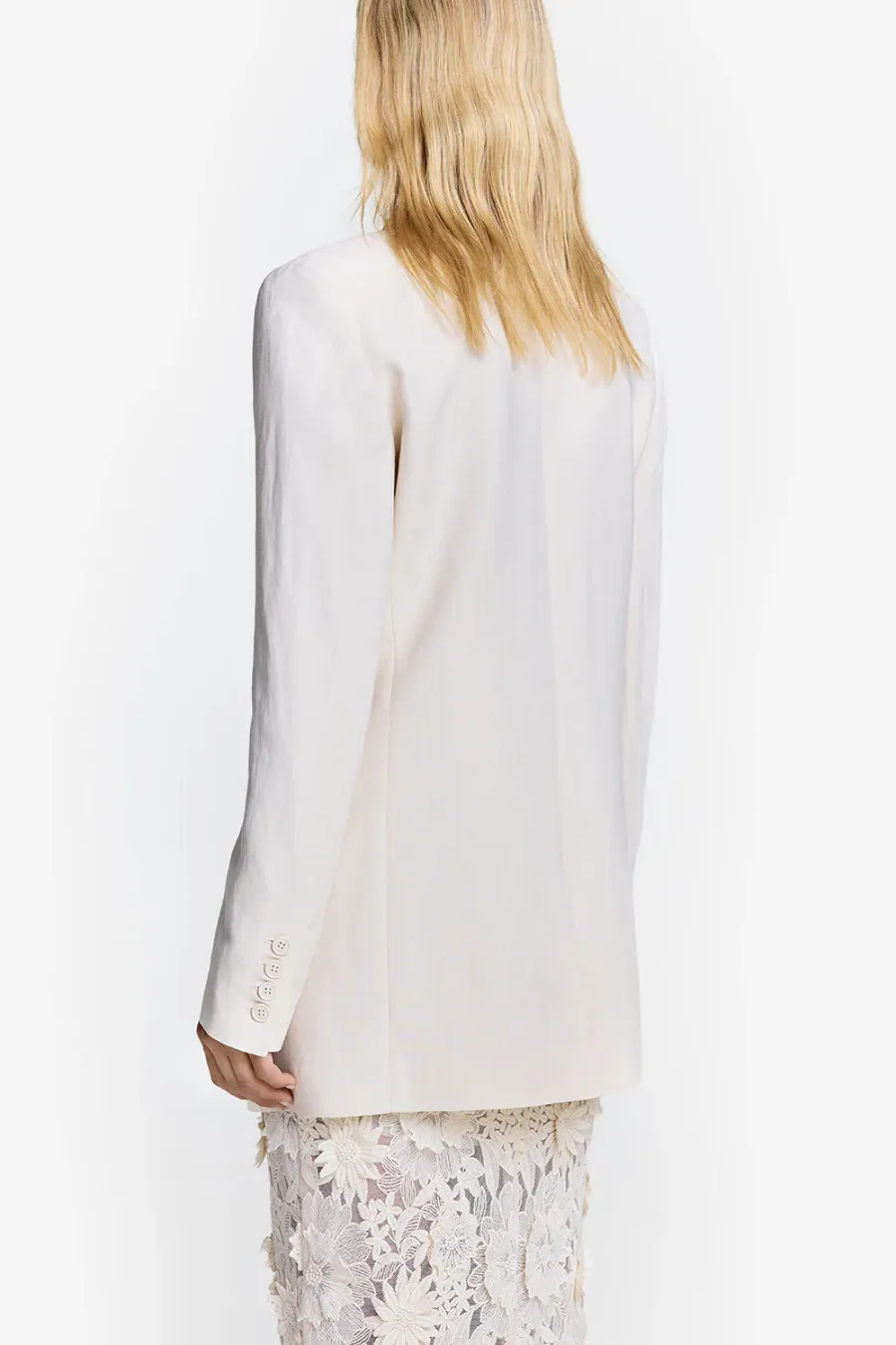 Shawl Collar Oversized Blazer Bone