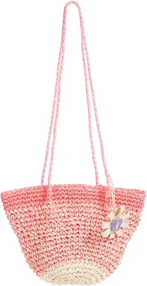 Straw Woven Bucket Bag Beach Summer Crossbody Purse Casual Travel Festival Shoulder Bag