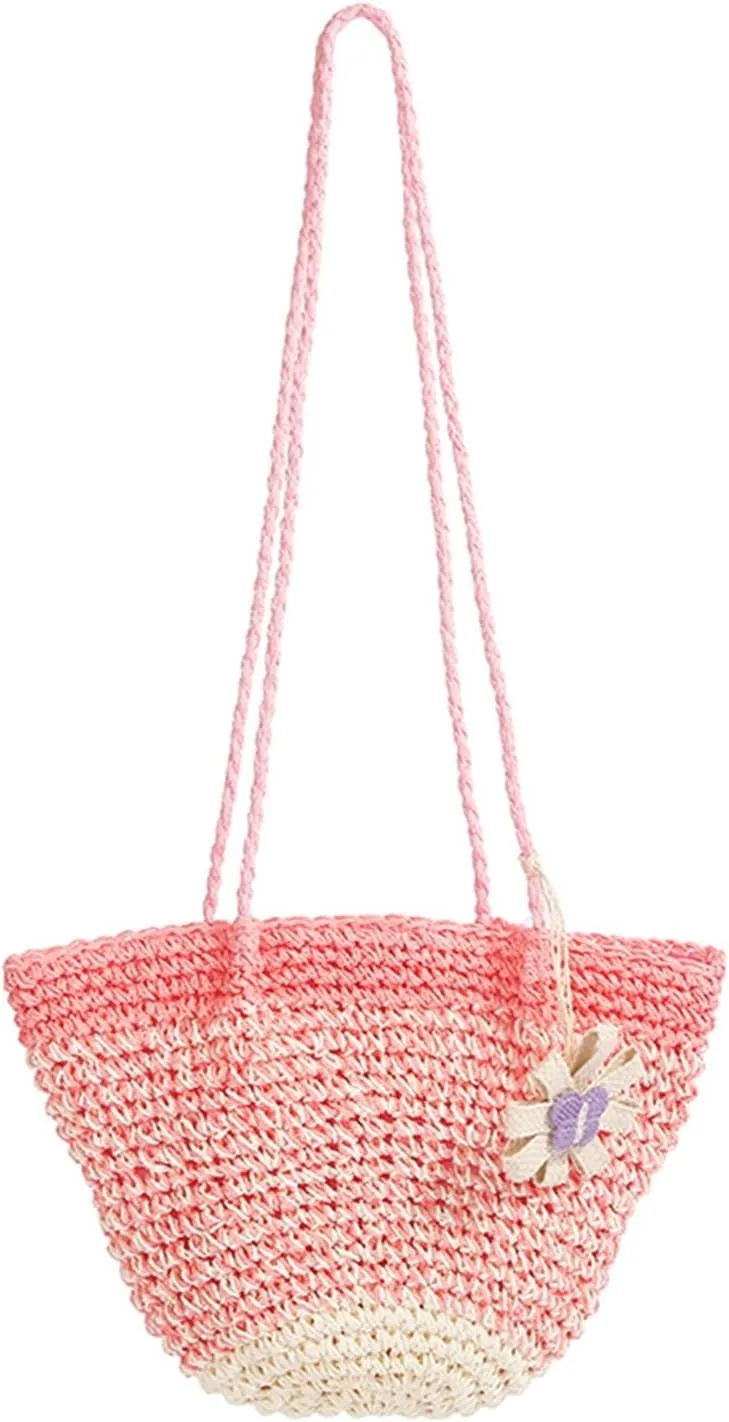 Straw Woven Bucket Bag Beach Summer Crossbody Purse Casual Travel Festival Shoulder Bag