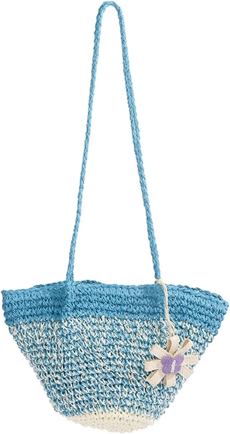 Straw Woven Bucket Bag Beach Summer Crossbody Purse Casual Travel Festival Shoulder Bag