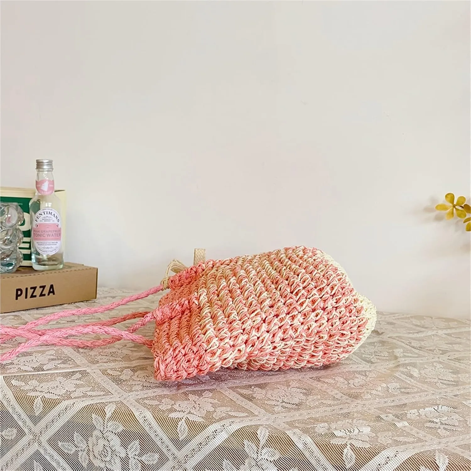 Straw Woven Bucket Bag Beach Summer Crossbody Purse Casual Travel Festival Shoulder Bag