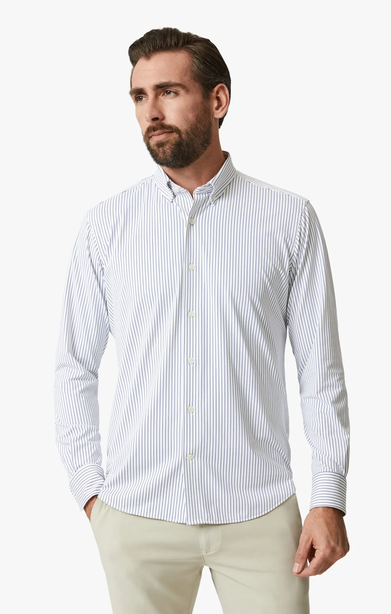 Stripe Tech Shirt In White