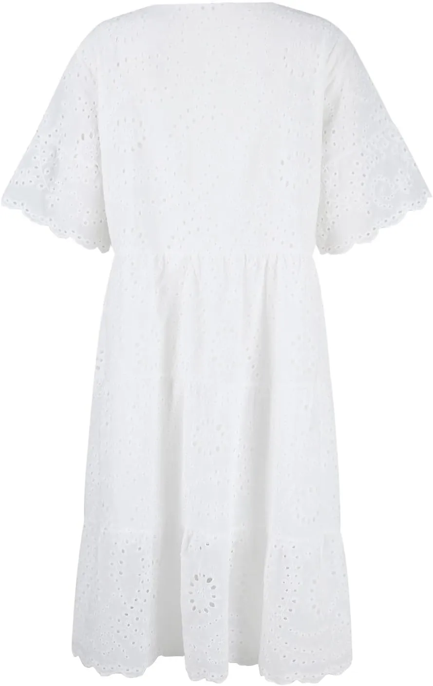 Summer Dresses for Women 2024 Round Neck Short Sleeve Skirt Embroidered Lace Hollow Out Dress Casual Clothes