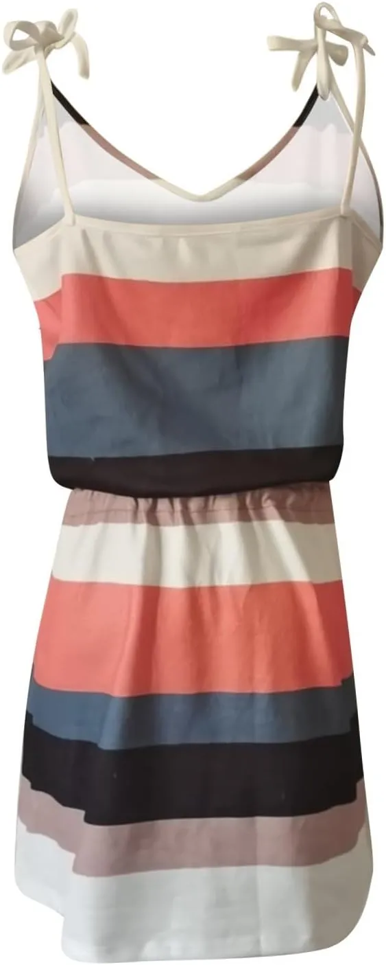Summer Dresses for Women 2025 Causal Short Sleeve V Neck Sundresses Tie Front A-Line Dresses Beach Vacation Clothes