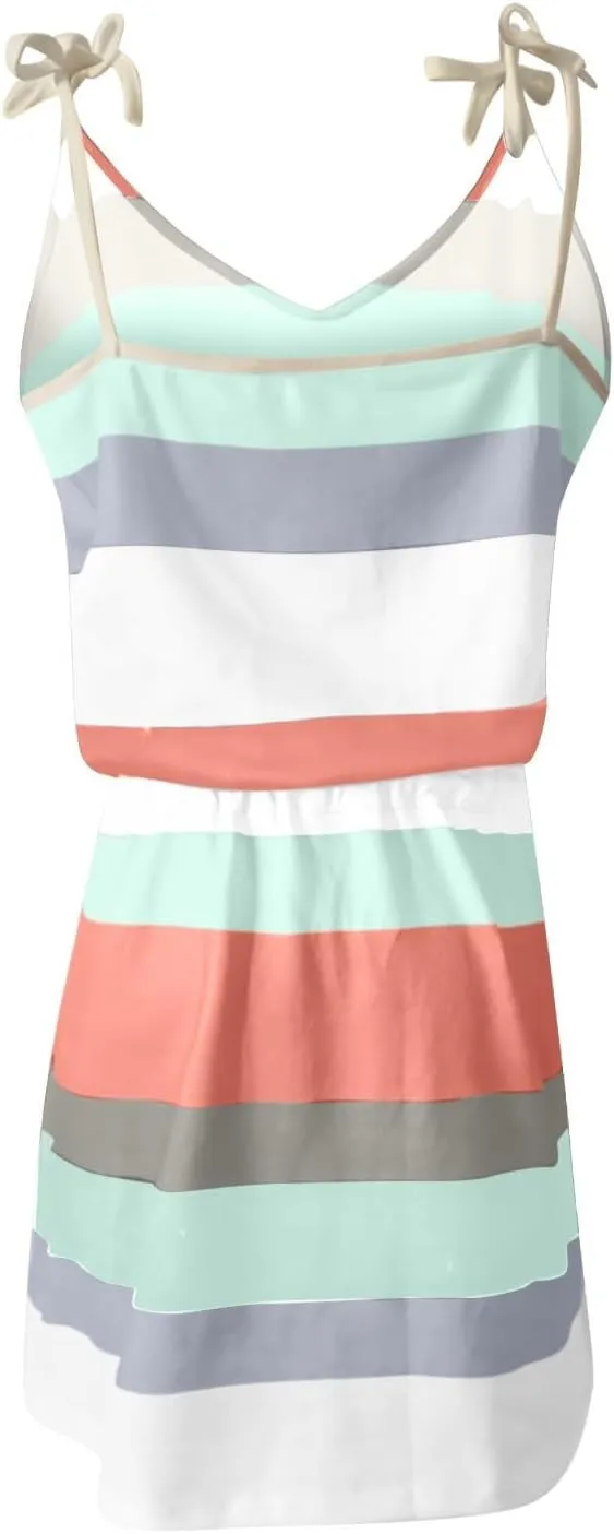 Summer Dresses for Women 2025 Causal Short Sleeve V Neck Sundresses Tie Front A-Line Dresses Beach Vacation Clothes