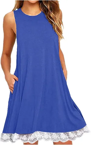 Sundresses for Women 2025 Summer Sleeveless Beach Vacation Tank Dresses Flowy Swimsuit Coverup with with Pockets
